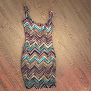 Patterned, tank dress with low back